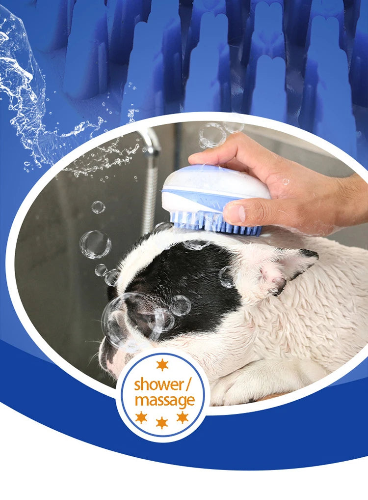Escova de banho de silicone macio para cães e gatos