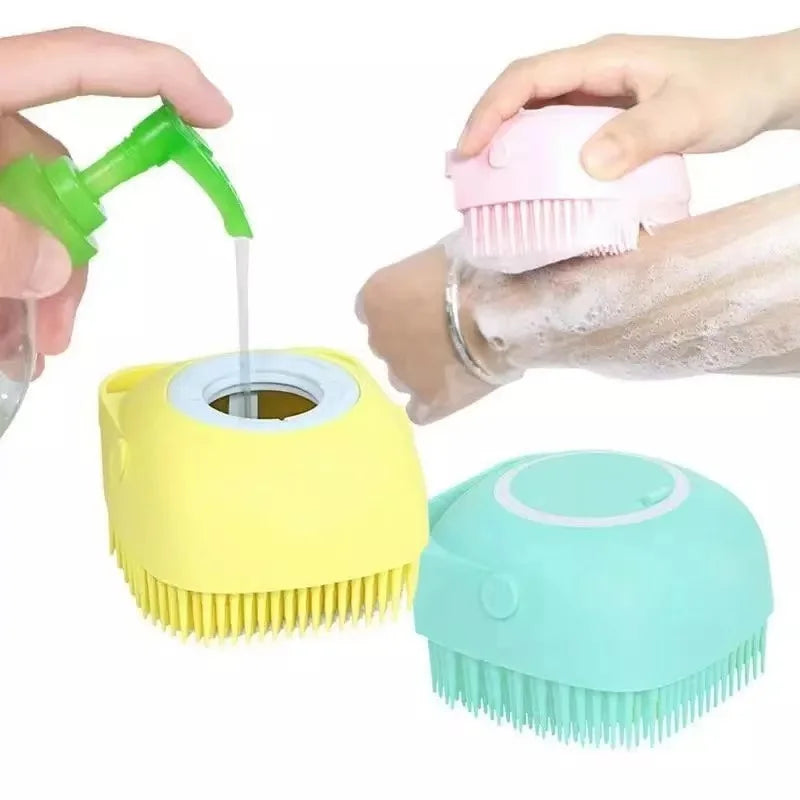 Escova de banho de silicone macio para cães e gatos