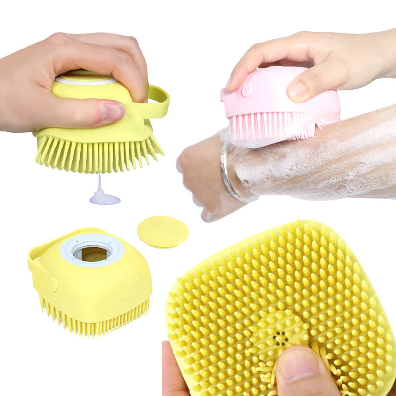 Escova de banho de silicone macio para cães e gatos