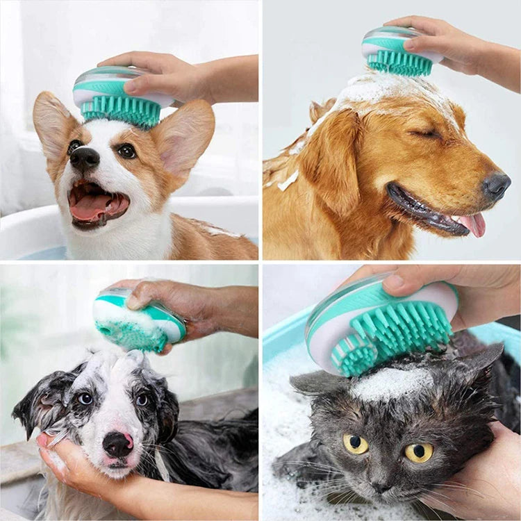 Escova de banho de silicone macio para cães e gatos