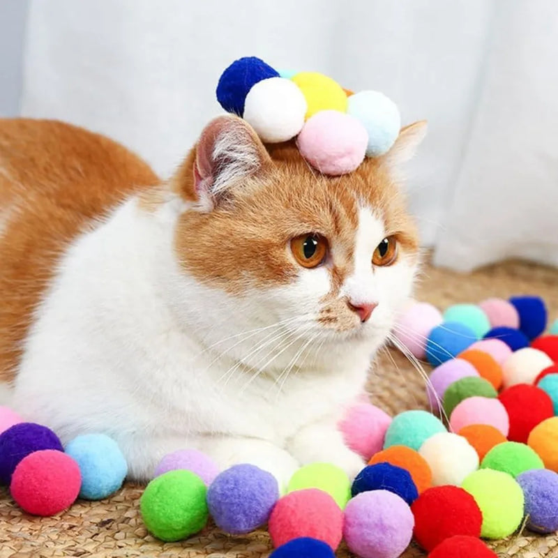 Brinquedo para disparar bola de pelúcia para gatos