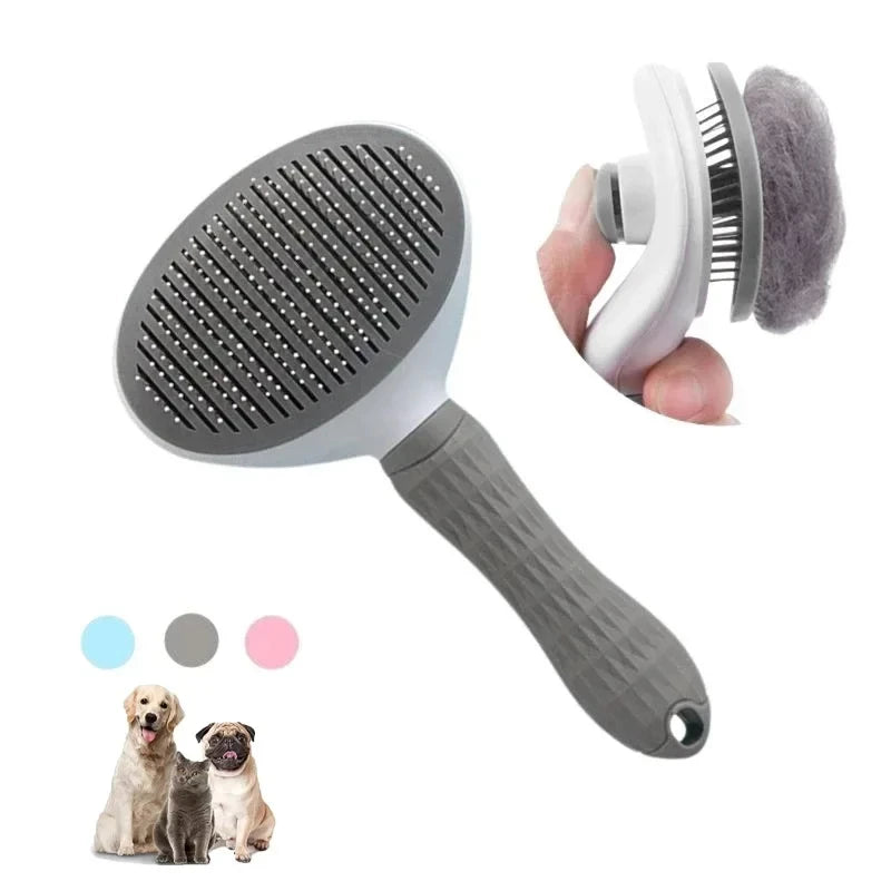 Escova para pelos de gatos, cães com pente de aço inoxidável