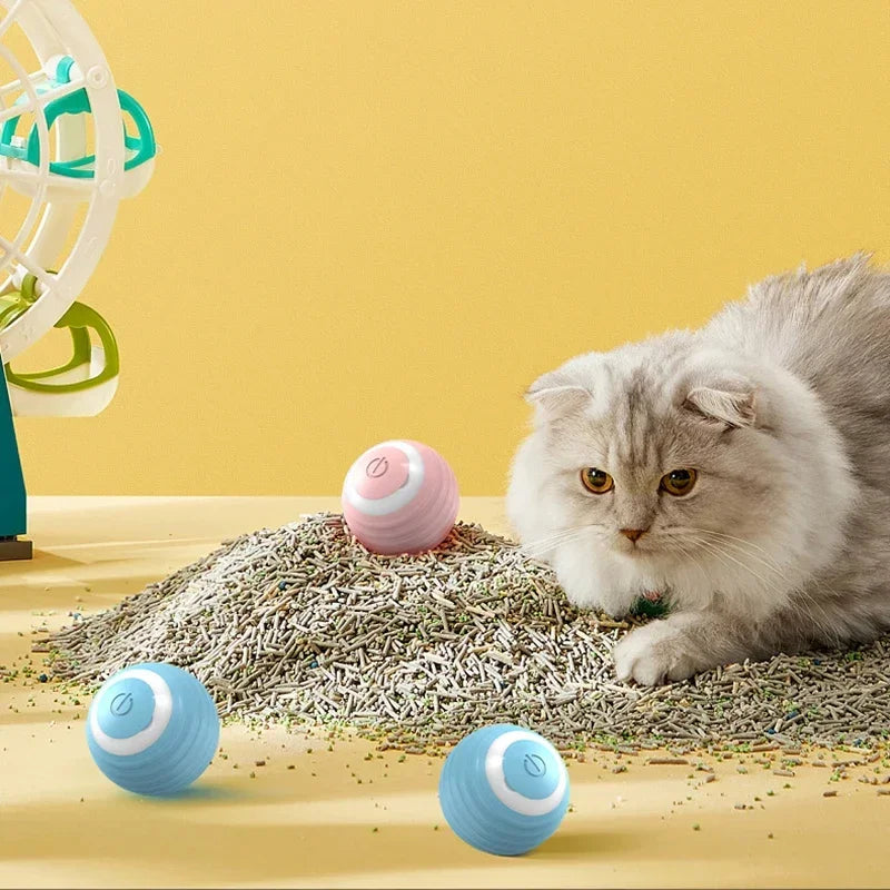 Bola giratória para gatos brinquedo elétrico interativo com carregamento USB