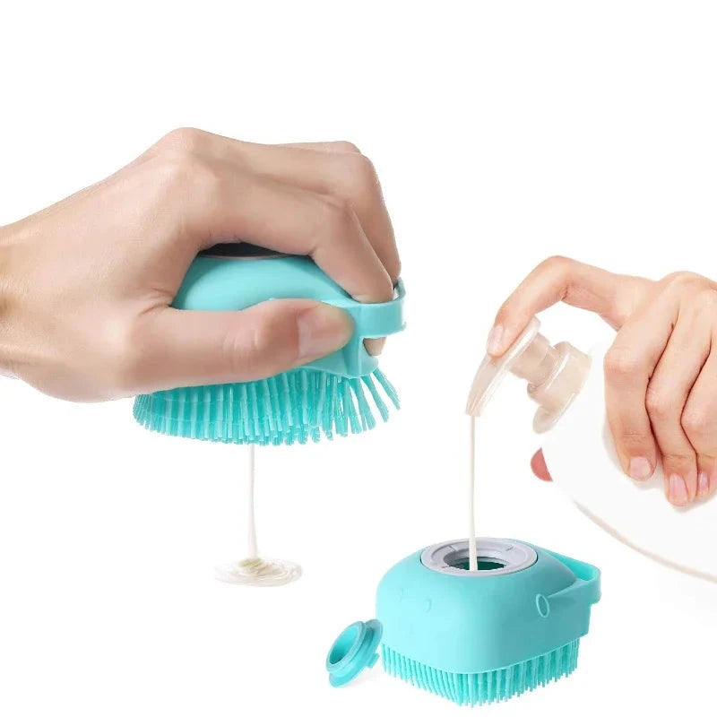 Escova de silicone macia para xampu com capacidade de 80ml para cães