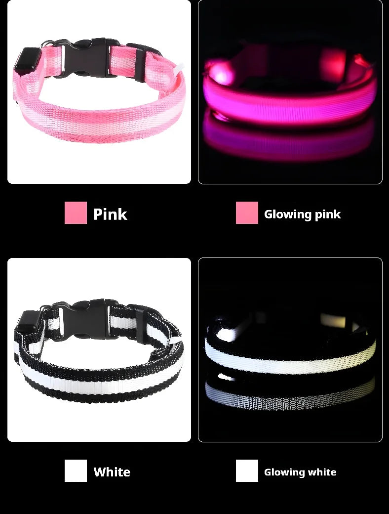 Coleira de nylon com LED para cachorro
