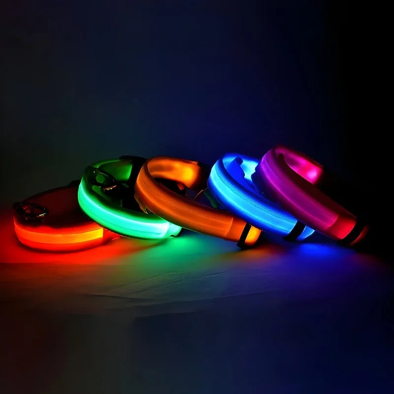 Coleira de nylon com LED para cachorro