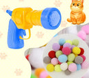 Brinquedo para disparar bola de pelúcia para gatos