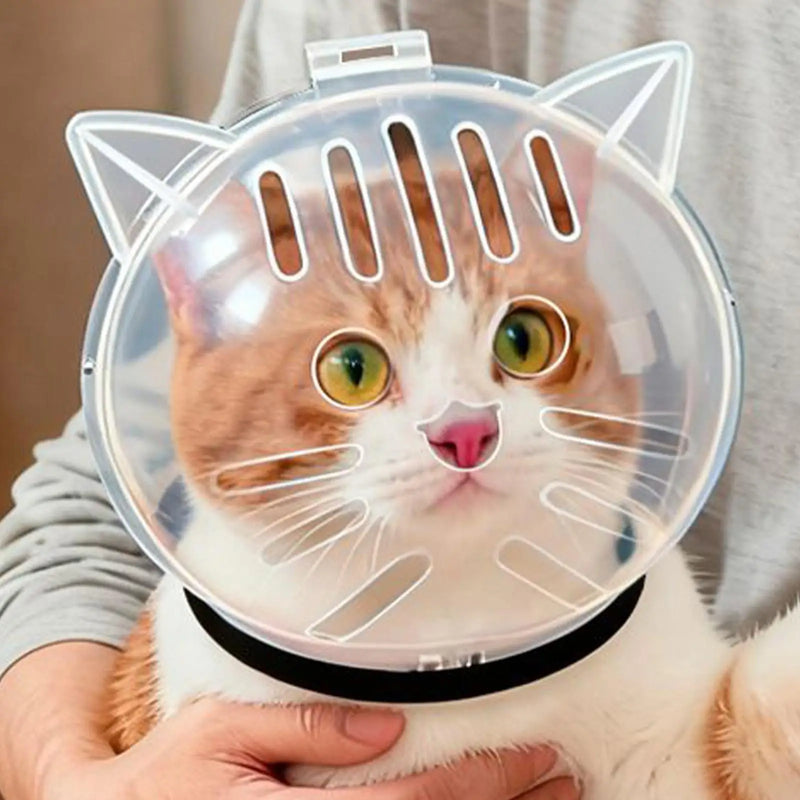 Focinheira de bolha para gatos proteção anti-mordida e anti-lambida, capuz espacial respirável para gatos.