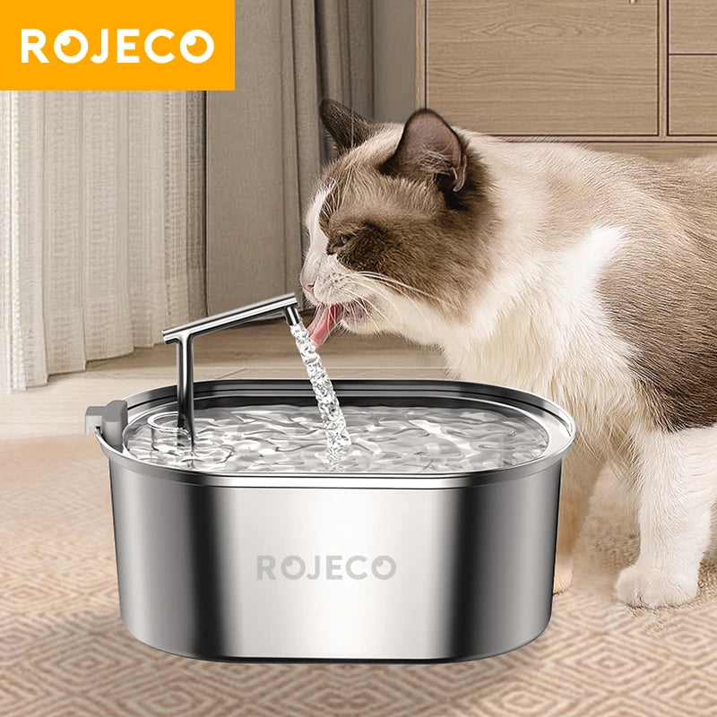 Fonte de água bebedouro automático para gatos em aço inoxidável