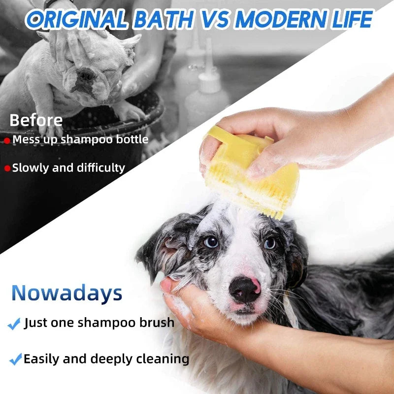 Escova de silicone macia para xampu com capacidade de 80ml para cães