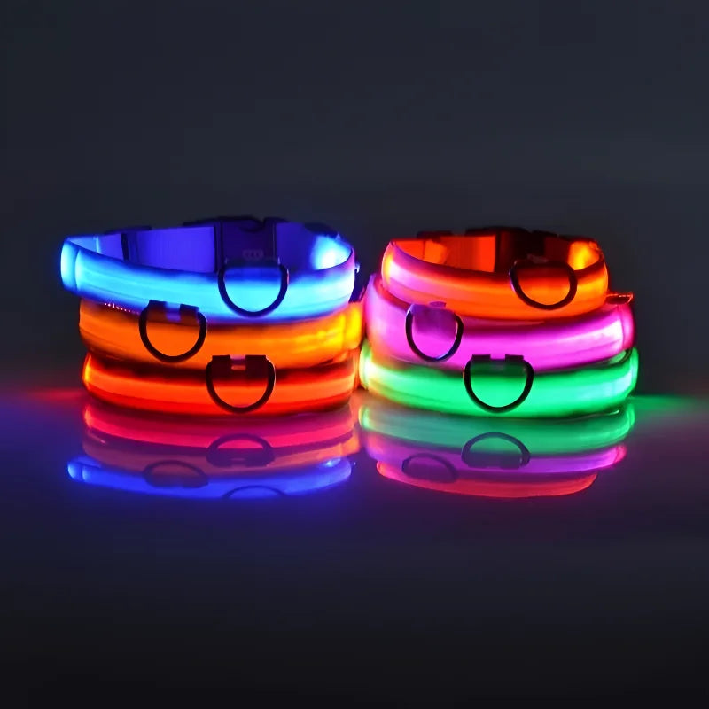 Coleira de nylon com LED para cachorro