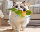 Brinquedo interativo de pelúcia para mastigar e morder para gatos, pássaro elétrico com som de canto e asas que batem