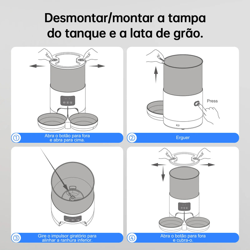 Comedouro inteligente automático para pets 5L com microfone
