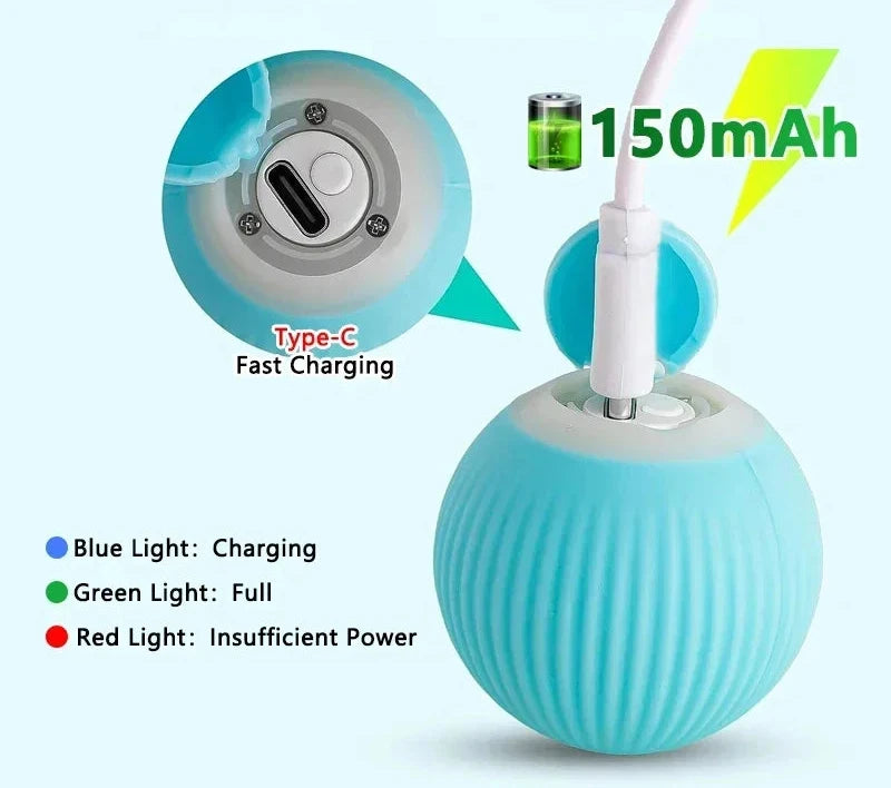 Bola giratória para gatos brinquedo elétrico interativo com carregamento USB
