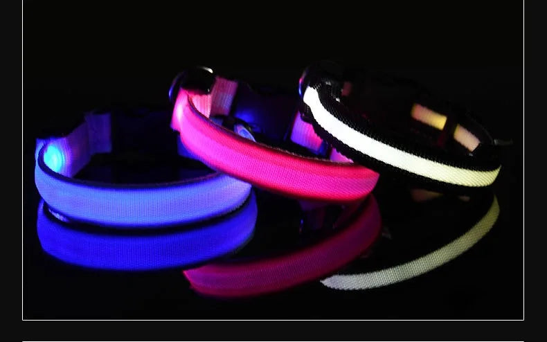 Coleira de nylon com LED para cachorro