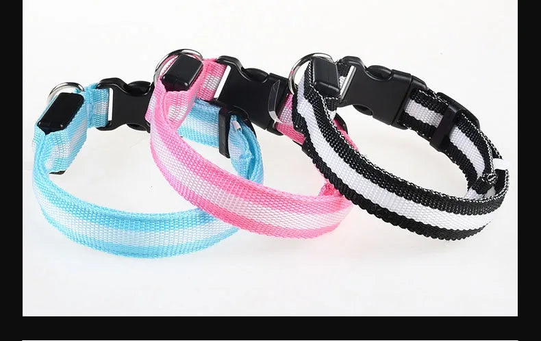 Coleira de nylon com LED para cachorro