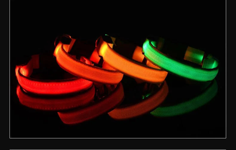 Coleira de nylon com LED para cachorro