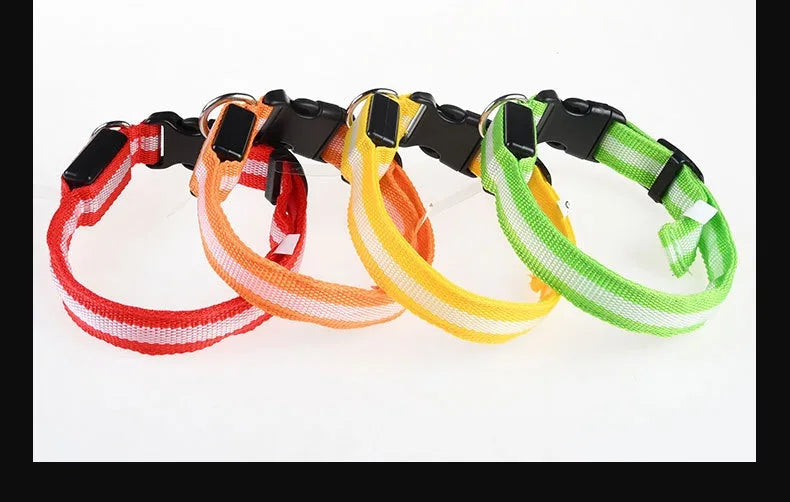 Coleira de nylon com LED para cachorro