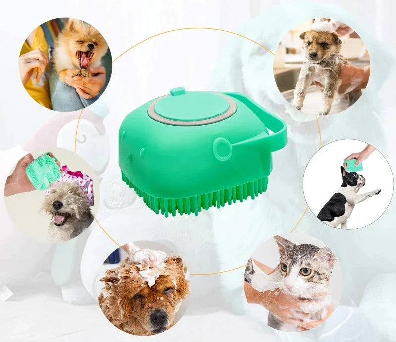 Escova de silicone macia para xampu com capacidade de 80ml para cães